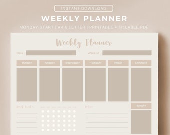 Monday to Friday Printable Work Week Calendar Minimalist Weekly ...