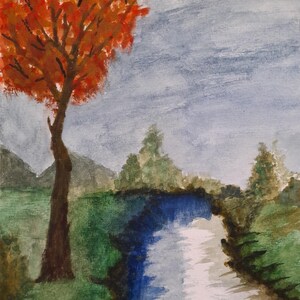 Autumn Tree by the River PRINT
