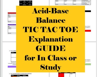 ABG's (Acid Base) Explanation/Help for Understanding for In-Class Activity/ or Study - 6 pages (explained with Tic Tac Toe)