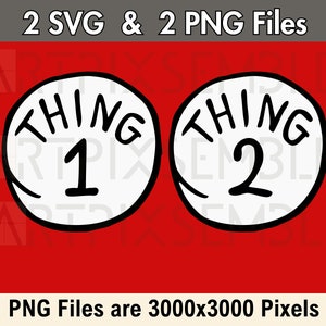 THING 1 and THING 2 - 2er Paar svg & 2 png Dateien Layered SVG / 3000x3000 Pixels Transparente Png - Zwillingspaar Kostüm Design Digitaler Download