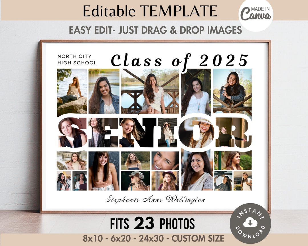 Editable SENIOR 2025 Photo Collage TEMPLATE 23 Picture DIY Poster Il 1080xN.6209005941 Hhym