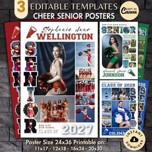 Cheerleader SENIOR Photo Collage TEMPLATE Personalized Game Night Sports Team Poster DIY Printable Display Sign Picture Memory Keepsake Gift