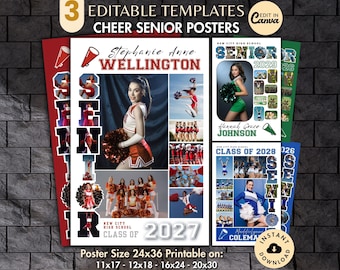 Cheerleader SENIOR Photo Collage TEMPLATE Personalized Game Night Sports Team Poster DIY Printable Display Sign Picture Memory Keepsake Gift