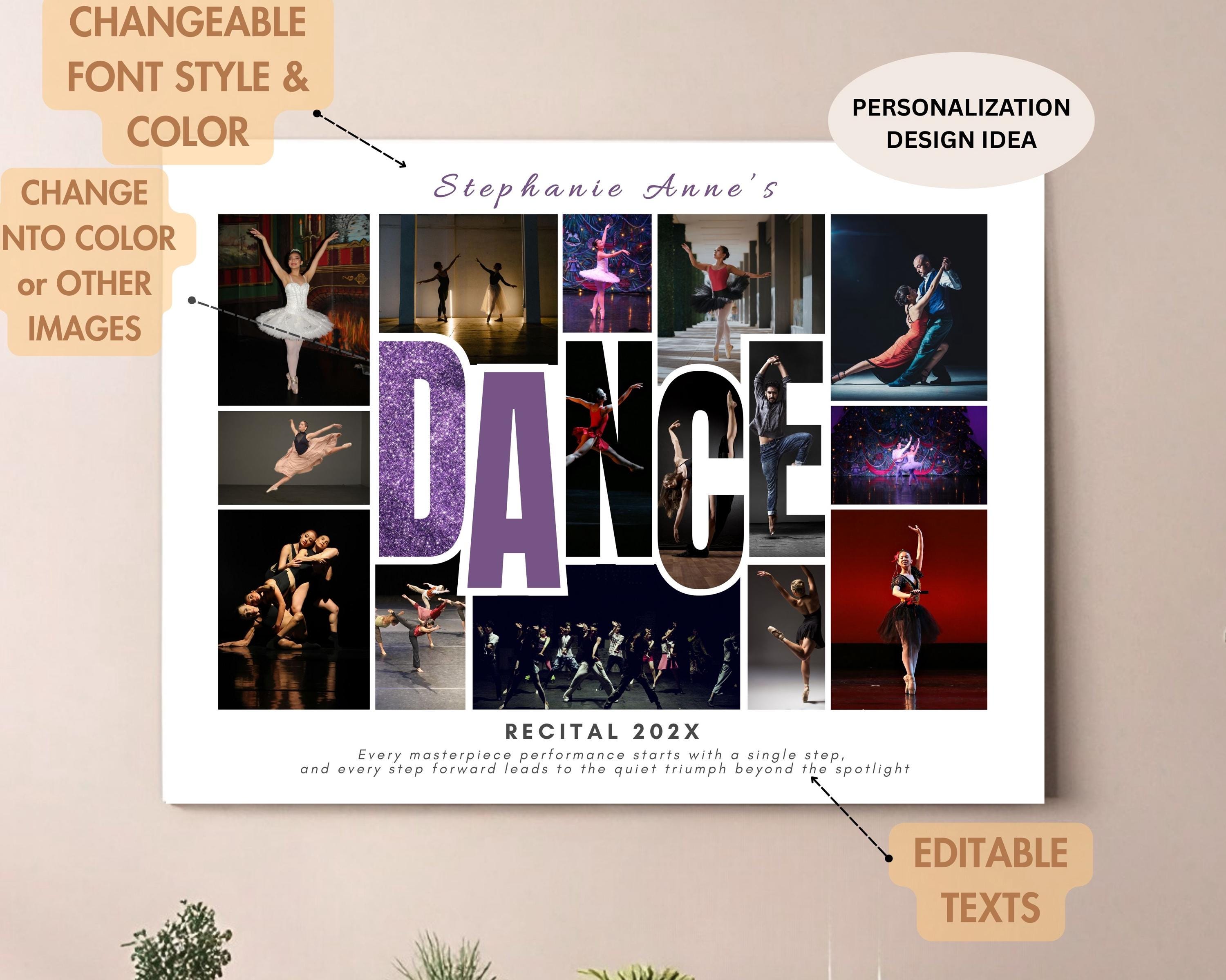 Editable DANCE Photo Collage Frame Canva TEMPLATE Custom Dancing ...