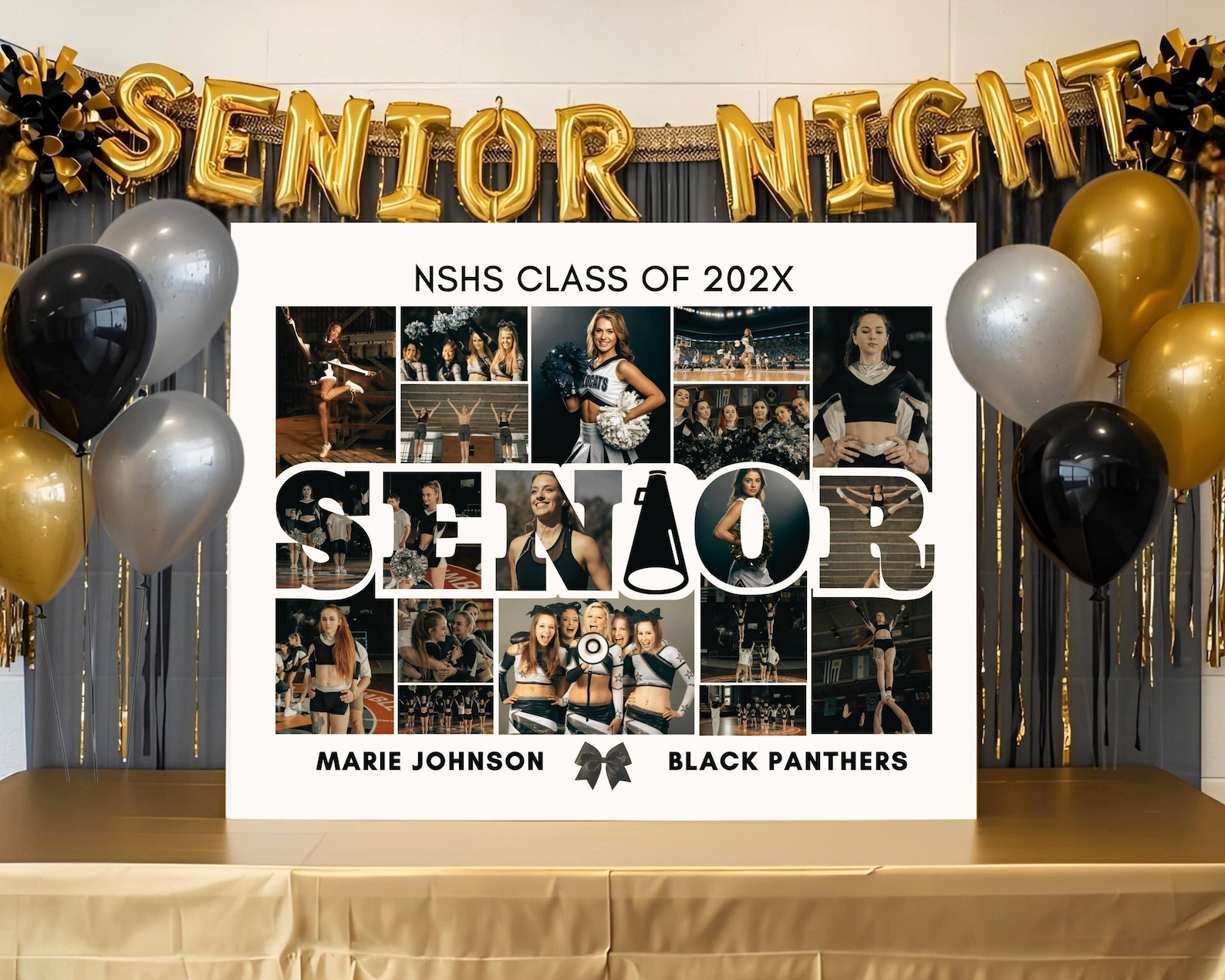 SENIOR Cheerleader Photo Collage Poster TEMPLATE Personalized ...