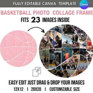 Editable BASKETBALL Photo Collage Frame Canva TEMPLATE Sports Team Poster Banner Sign Custom Design DIY Customizable 24-Picture Inside 16x20