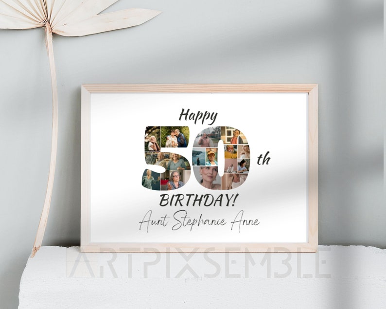 Editable 50th Birthday Anniversary Photo Collage Canva Template Number ...