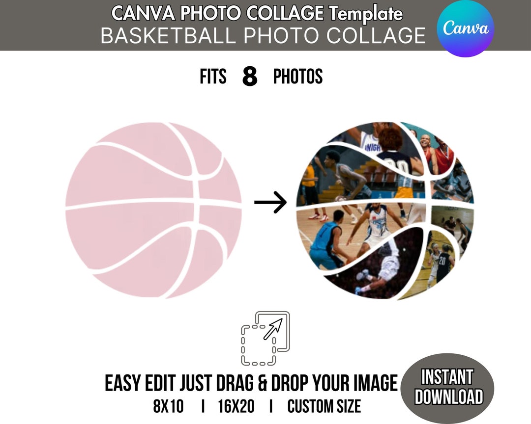 BASKETBALL Photo COLLAGE Canva Template Sports Team Design Basketball