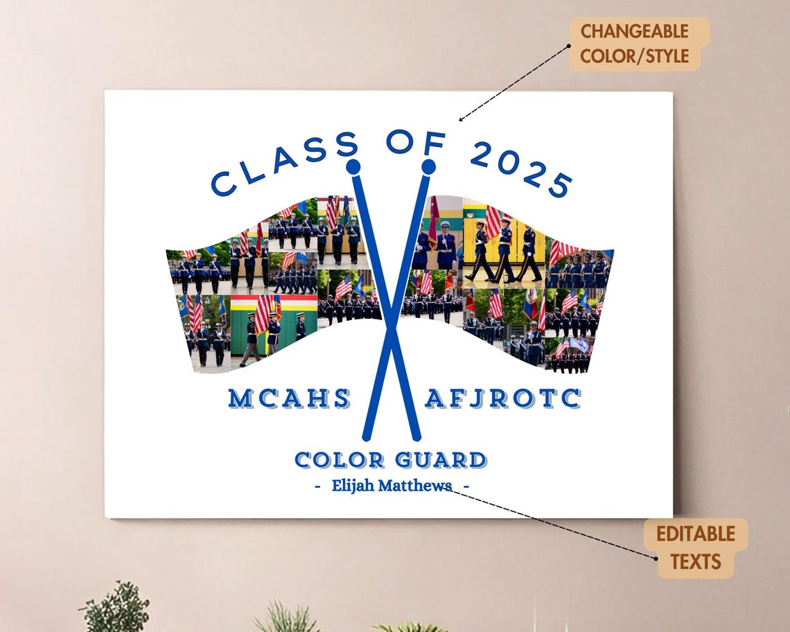Rotc Poster Color Guard Flags Photo Collage Frame TEMPLATE Editable in Canva Custom ...