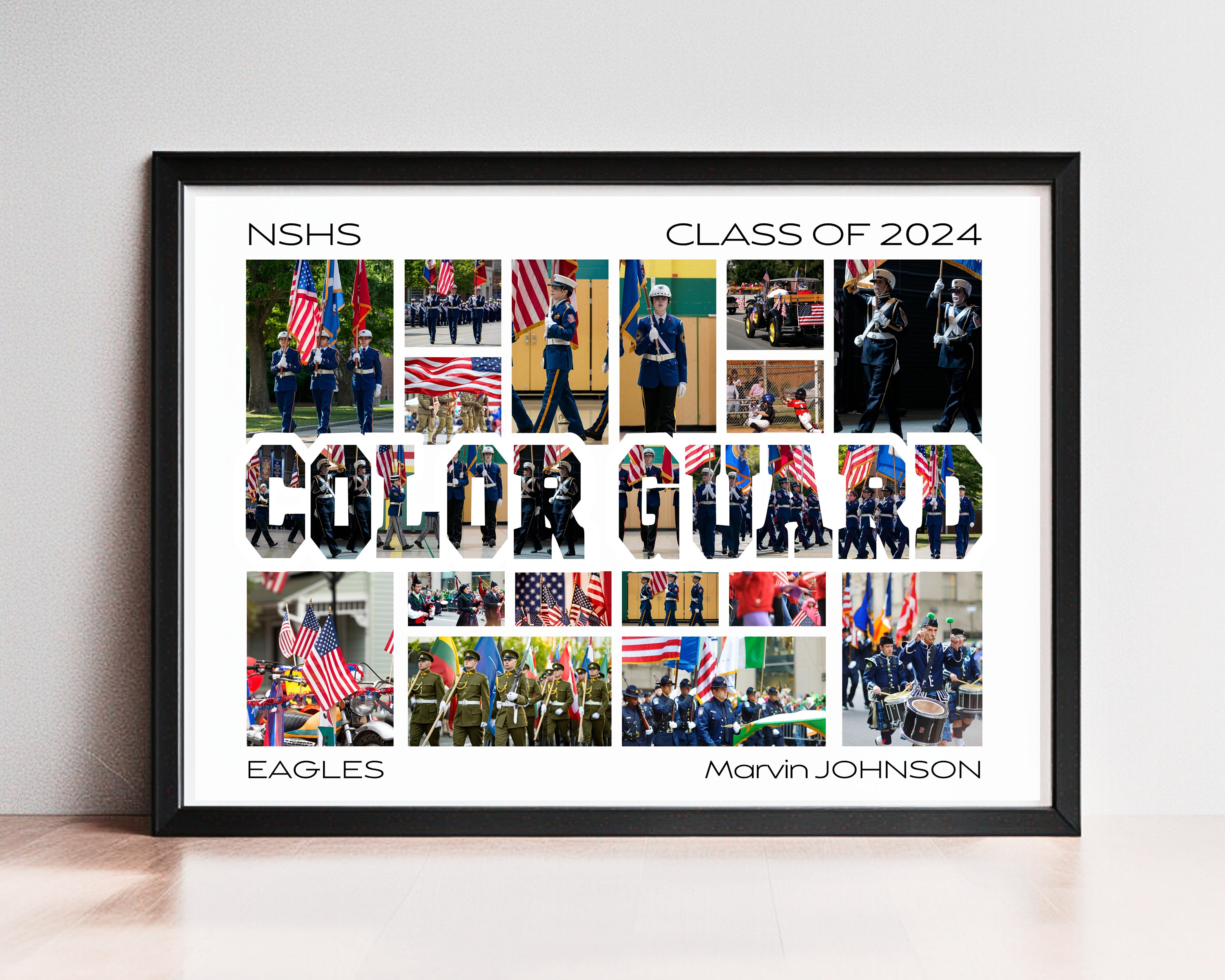 Editable 26-photo Color GUARD Word Collage Canva TEMPLATE Team Poster ...