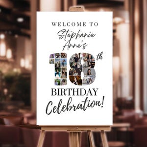 Editable 18th Birthday Photo Collage TEMPLATE Number 18 Frame Pic Grid Printable DIY Party Poster Minimalist Welcome Sign Custom Memory Gift