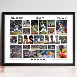 Editable 26-photo BASEBALL Collage Canva TEMPLATE Sports Team Poster ...