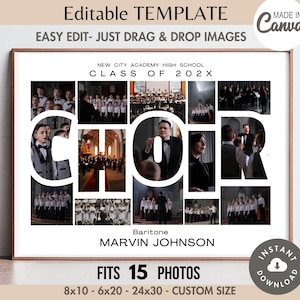 Bewerkbare KOOR Fotocollage Frame Canva SJABLOON Aangepaste zangrecital poster/banner aanpasbaar geheugen aandenken DIY eindejaarscadeau zanger cadeau
