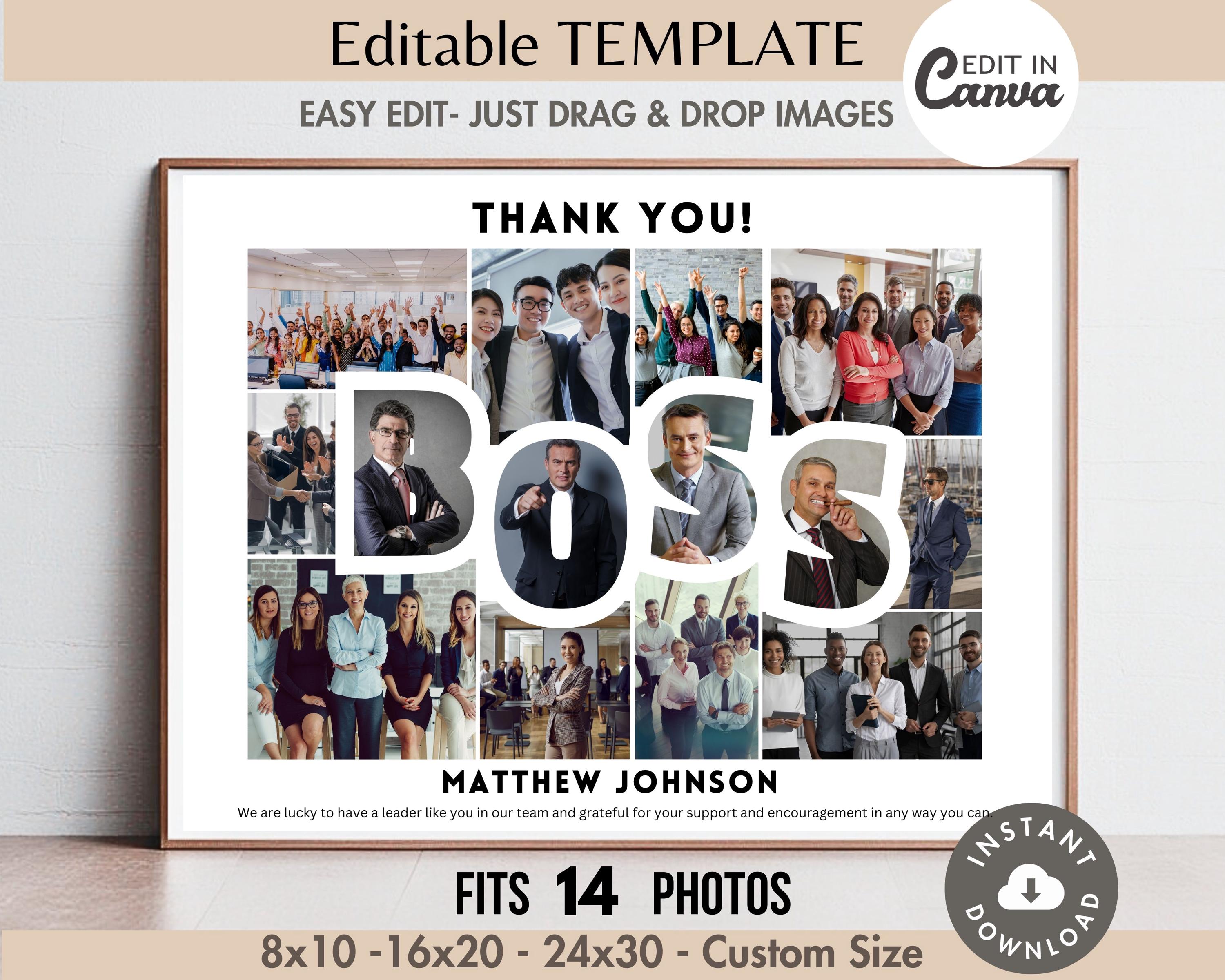Collage Ropa Boss Editable BOSS Word Photo Collage Frame Canva TEMPLATE Printable Custom ...