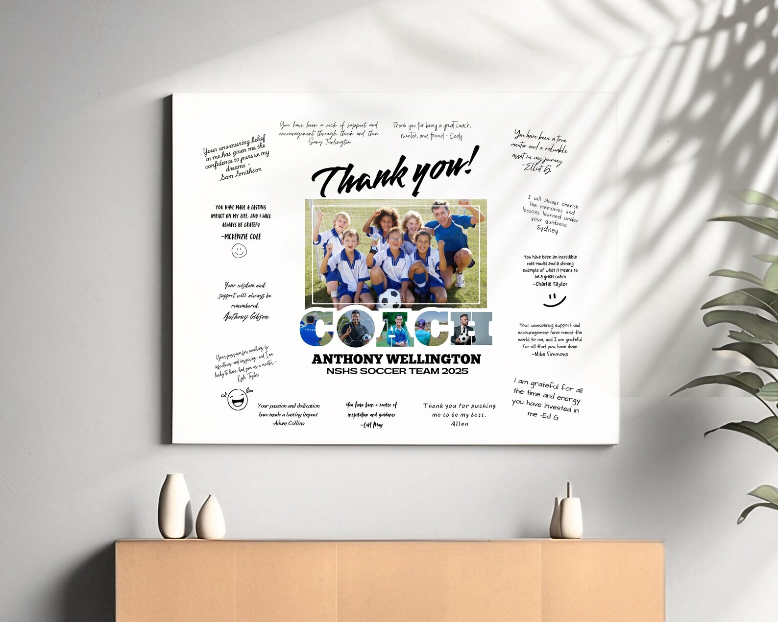 Signable Photo Frame Soccer COACH Signing Frame Canva TEMPLATE Custom Photo Collage Sports ...
