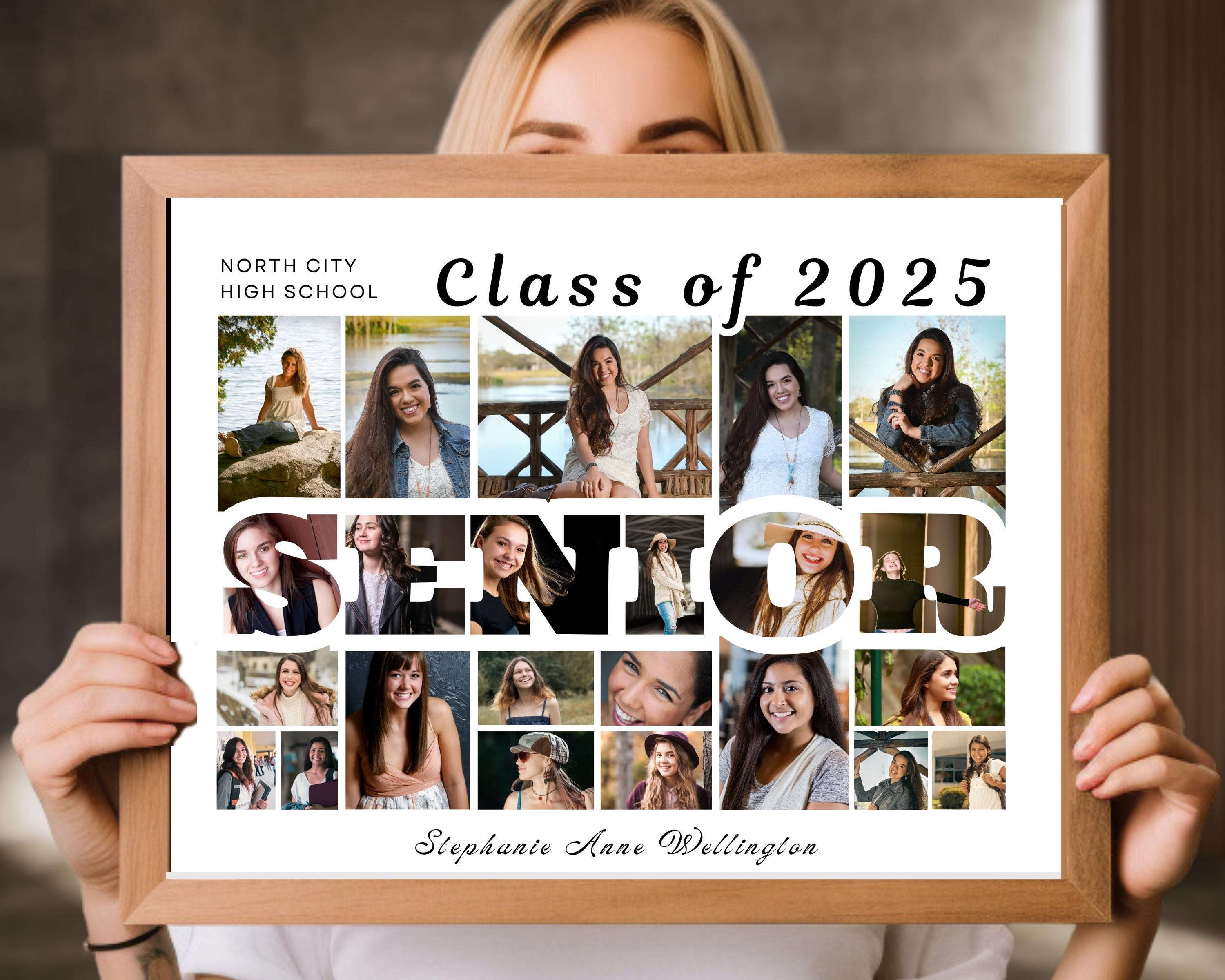 SENIOR 2026 Photo Collage Word Frame TEMPLATE, Customizable Portrait ...