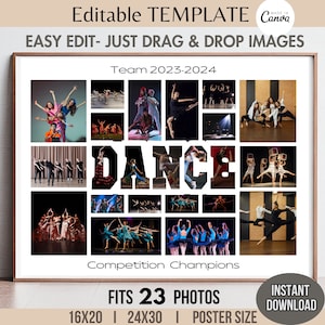 Editable 23-Photo DANCE Word Collage Canva TEMPLATE Varsity Team Poster Banner Custom DIY Dancer/Coach Gift Customizable Picture Image Grid