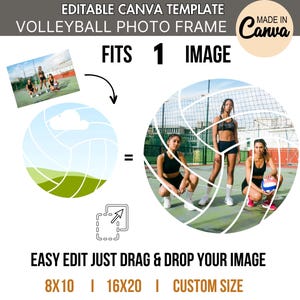 VOLLEYBALL Photo Frame TEMPLATE Sports Team Poster Banner Sign Custom Design Editable  DIY Personalized 1-Picture Image Canva Template 16x20