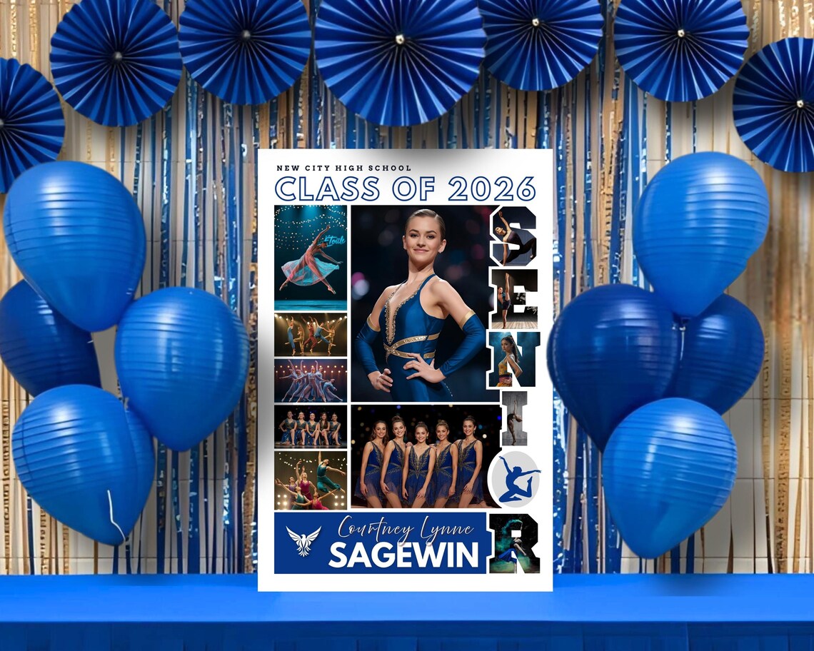 Dance SENIOR Photo Collage TEMPLATE Personalized Dancing Team Poster ...