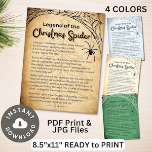 La leggenda del ragno di Natale PDF Stampa e file JPG Download digitale Decorazione natalizia unica stampabile Arte murale folcloristica europea Biglietto regalo