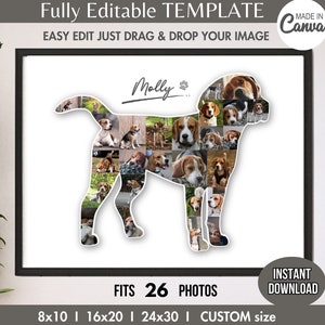 Beagle DOG Photo Collage TEMPLATE Printable Wall Art Poster Fur Mom/Dad Gift Pet Loss/Memorial Pic Custom Personalized DIY Editable in Canva