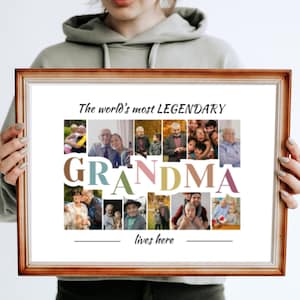 DIY 12-Photo GRANDMA Birthday Mothers Day Pic Collage Poster Printable Gift Appreciation Present Custom Editable Canva Template 8x10/16x20