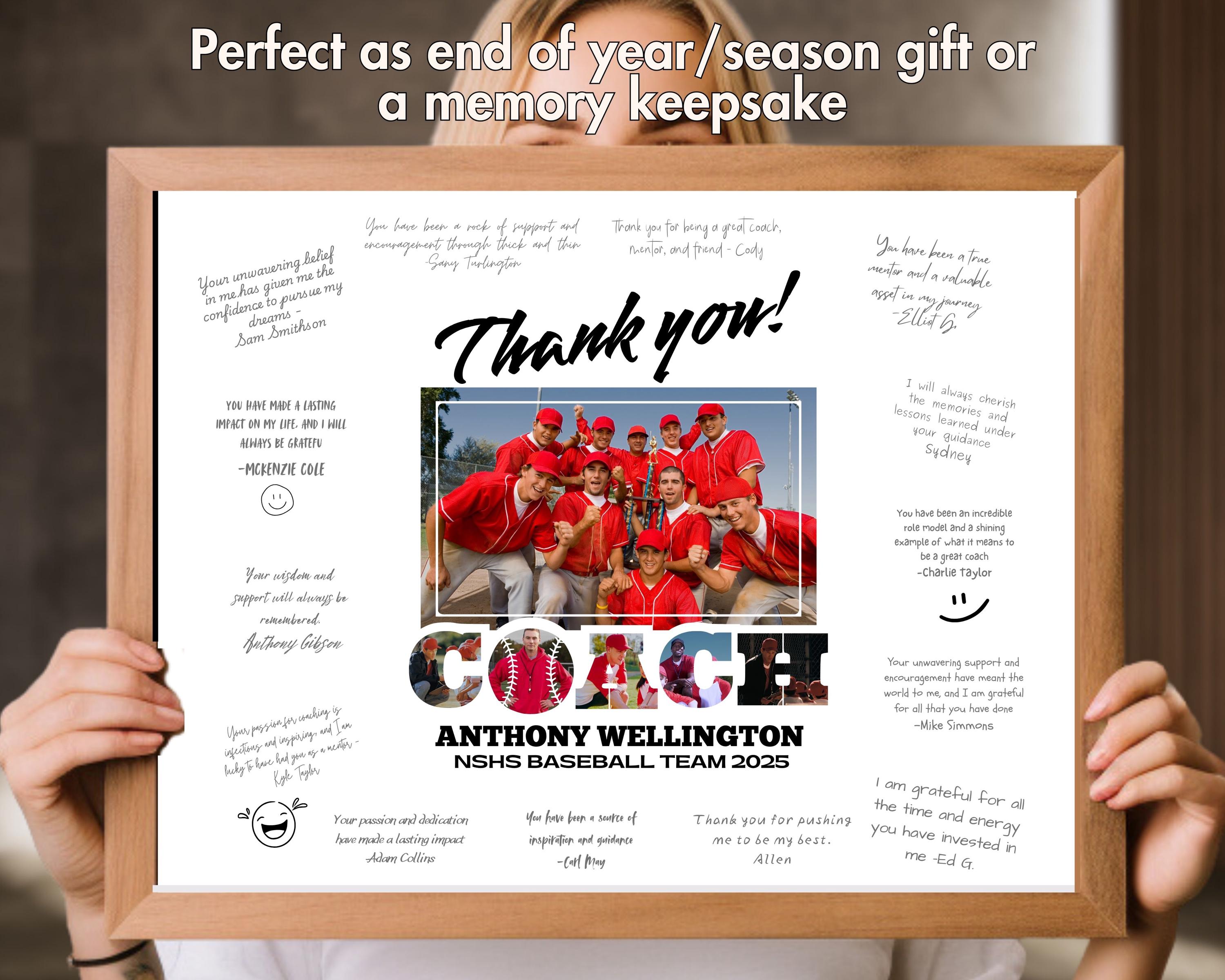 Signable Photo Frame Baseball COACH Signing Frame Canva TEMPLATE Custom Photo Collage Sports ...