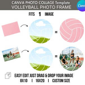 VOLLEYBALL Photo Frame TEMPLATE Sports Team Poster Banner Sign Custom Design Editable Customizable DIY 1-Picture Image Canva Template 16x20