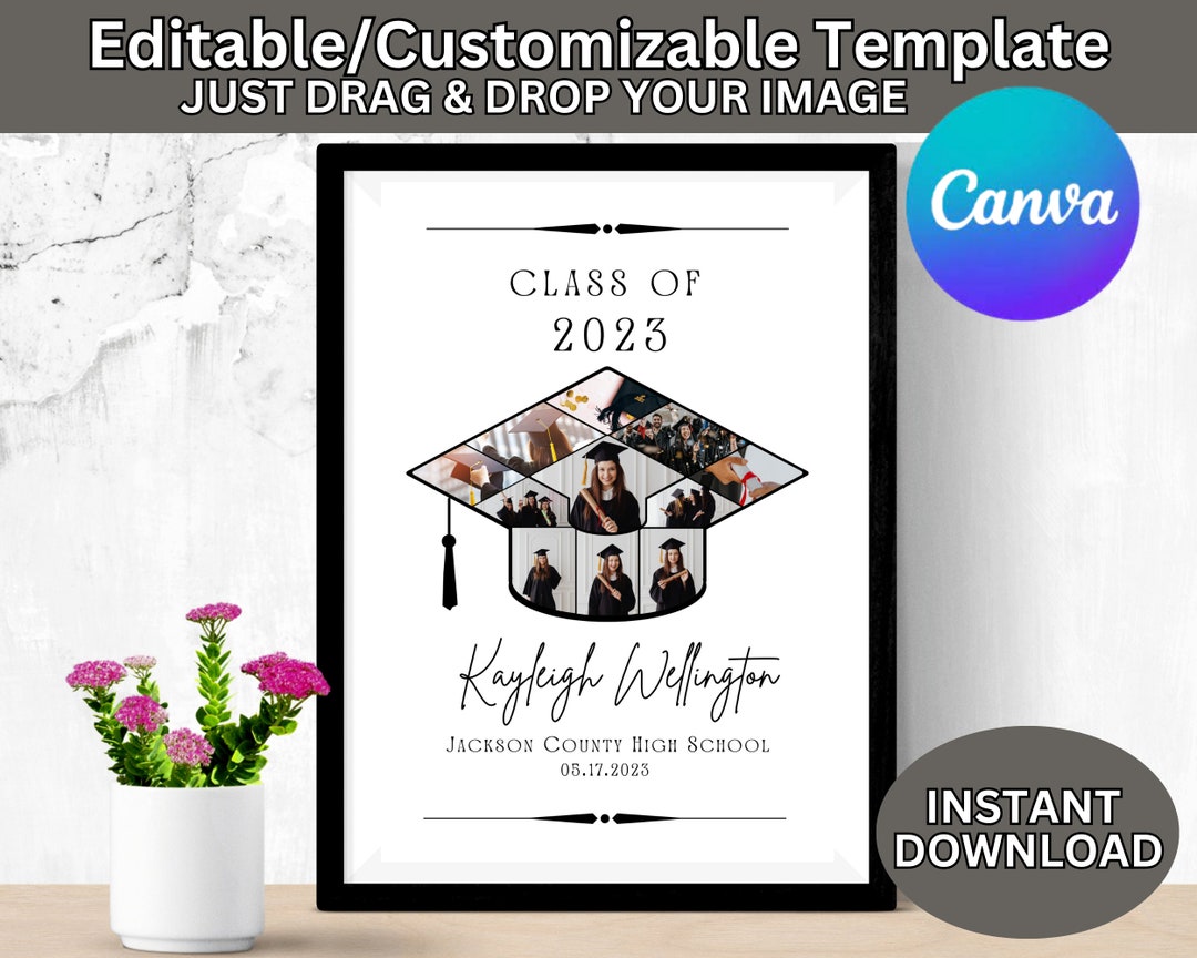 16x20 Graduation Cap Portrait Photo Collage Wall Poster Art Etsy