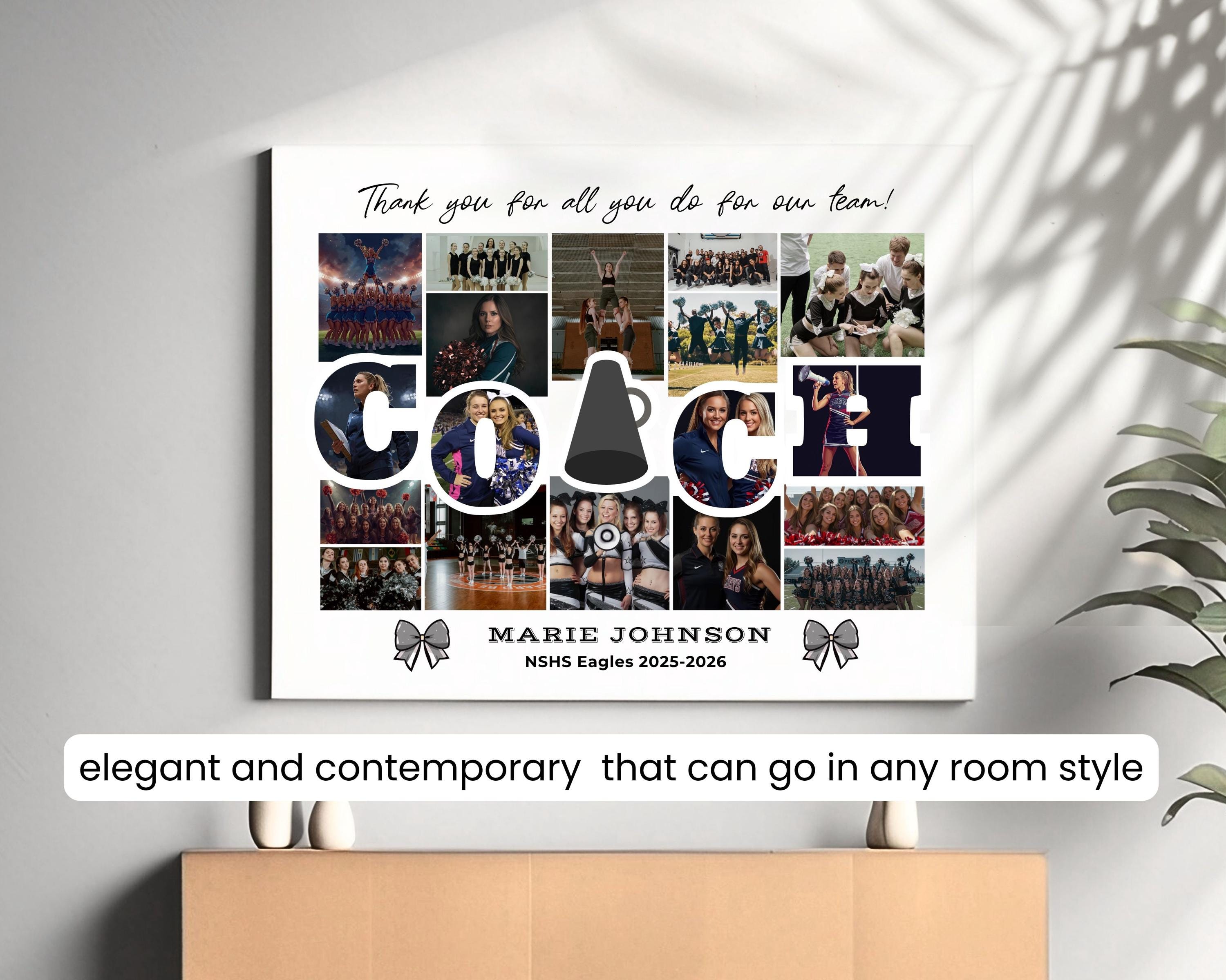 Cheer COACH Photo Collage TEMPLATES, Printable Custom Cheerleading Team ...
