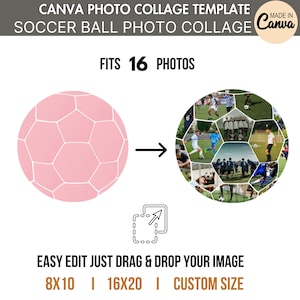 SOCCER Ball Foto COLLAGE Canva Template Sport Design Fußballmannschaft Poster Individuell Bearbeitbar Anpassbare DIY Foto Collage Canva Template