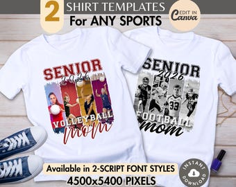 Senior Mom PNG Picture Shirt TEMPLATE, Custom Paint Brush Frame Photo Collage Design For Game Night Sports Team/Family T-Shirt, Sweatshirt