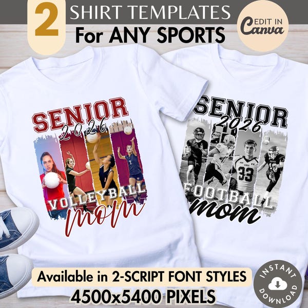 Senior Mom PNG Picture Shirt TEMPLATE, Custom Paint Brush Frame Photo Collage Design For Game Night Sports Team/Family T-Shirt, Sweatshirt