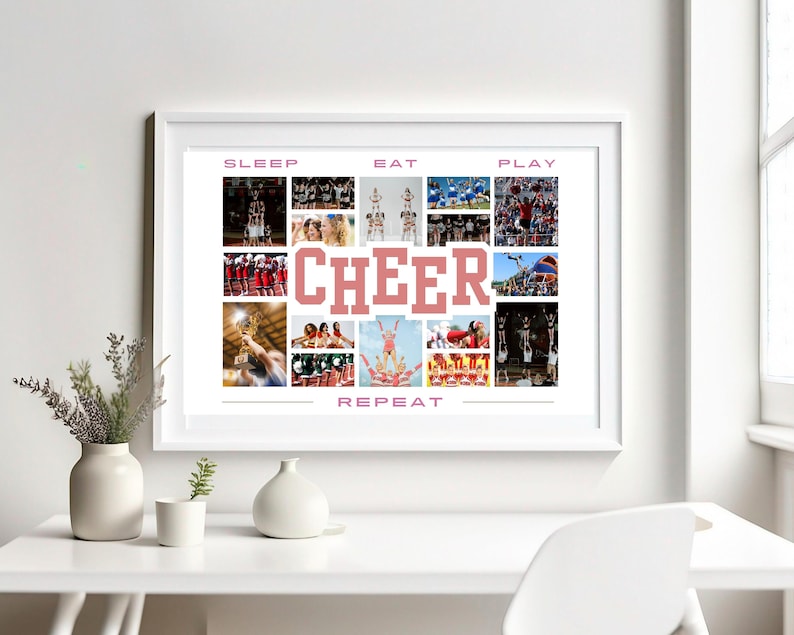 Editable CHEER Photo Collage Canva TEMPLATE, Personalized DIY Squad ...