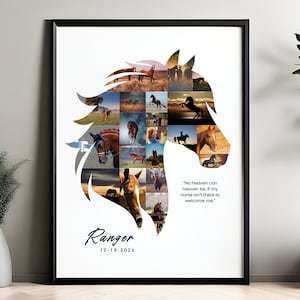 Editable 20-Photo HORSE Frame Collage TEMPLATE Custom DIY Printable Pet Remembrance/Memorial Poster Unique Personalized Horseback Rider Gift