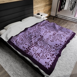 Bella Swan Lavender Plant Velveteen Plush Blanket