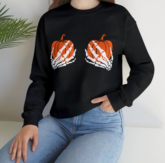 Pumpkin boob sweatshirt sale