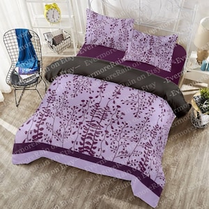 Bella's Bedding From Twilight (Twin, Full, Queen) -  Lavender Plant Floral Four-piece Duvet COVER Set