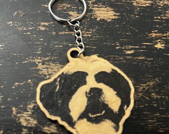 Handcrafted Shih Tzu Portrait Keychain | Custom Pet Keychain | Laser Etched Keychain