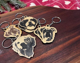 Handcrafted Pet Portrait Keychain | Custom Pet Keychain | Laser Etched Keychain