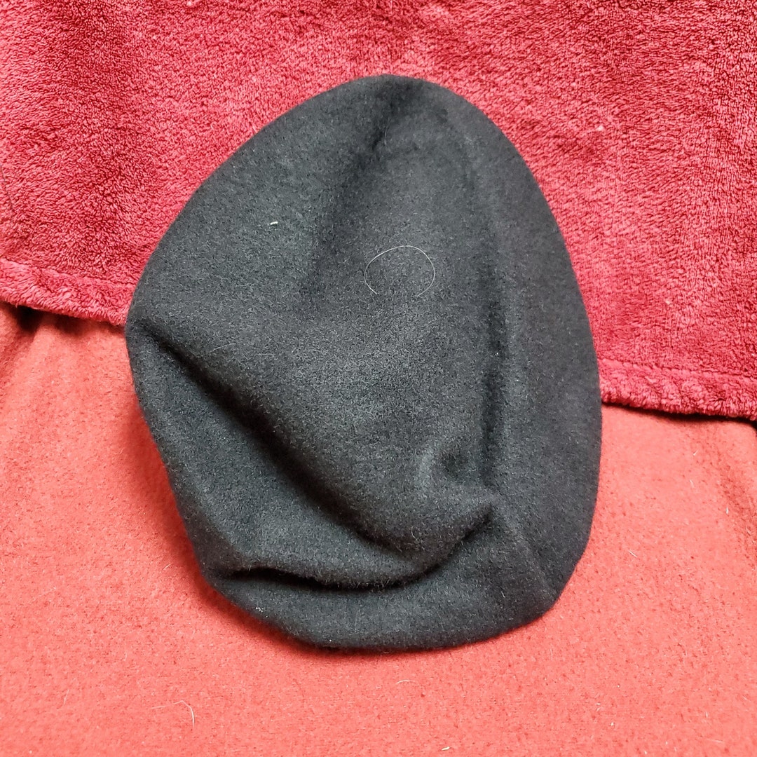 VINTAGE US Army Bancroft Military 6 7/8 Black Wool Beret Uniform Army