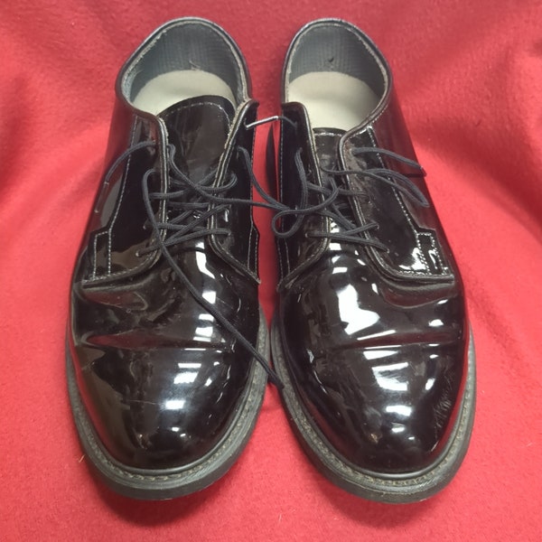 BATES Military High Gloss Black Oxford Dress Shoes Mens 9.5 USED (b#-JAN200)