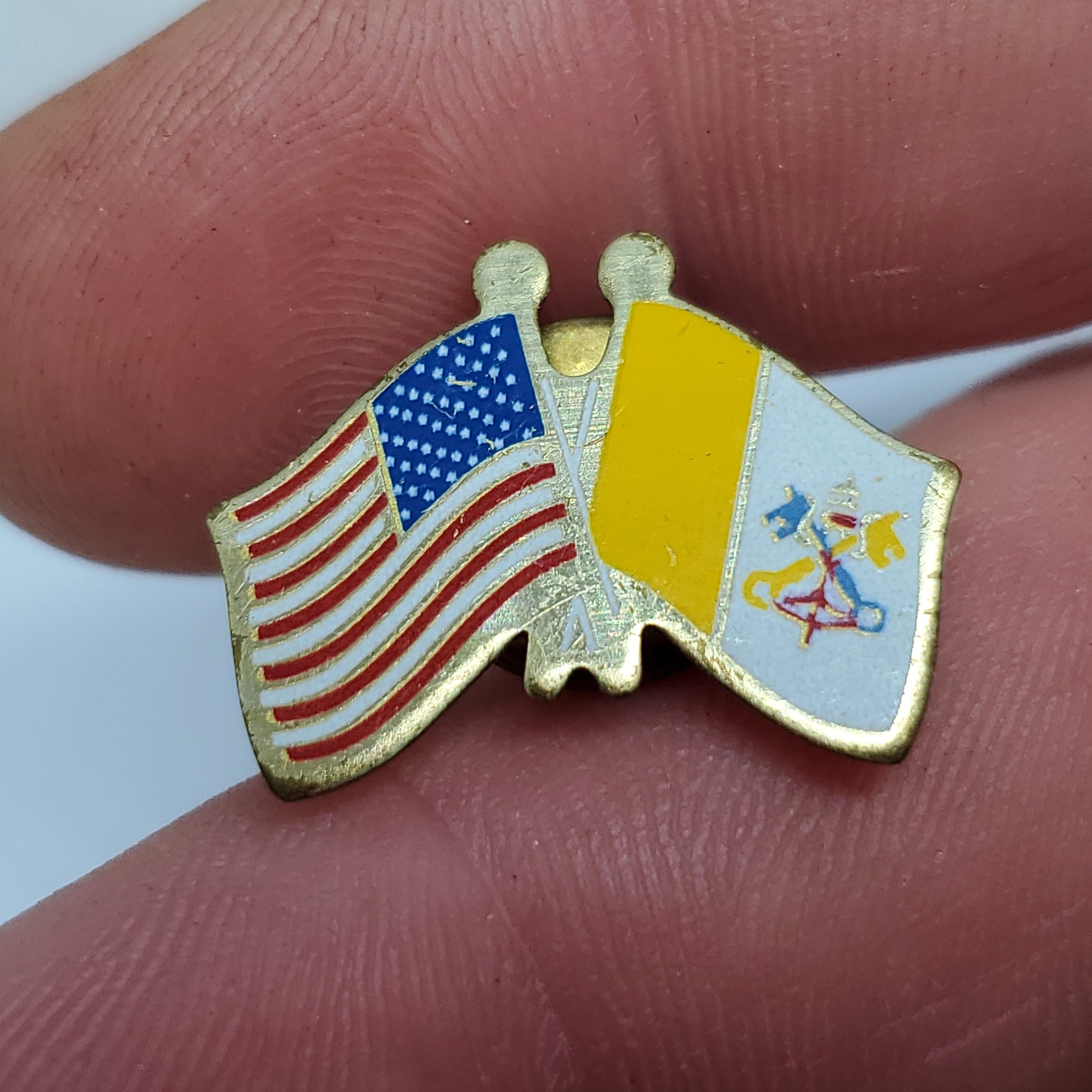VINTAGE US & Vatican City Cross Flags Lapel Hat Pin Medal 1mrp47 - Etsy