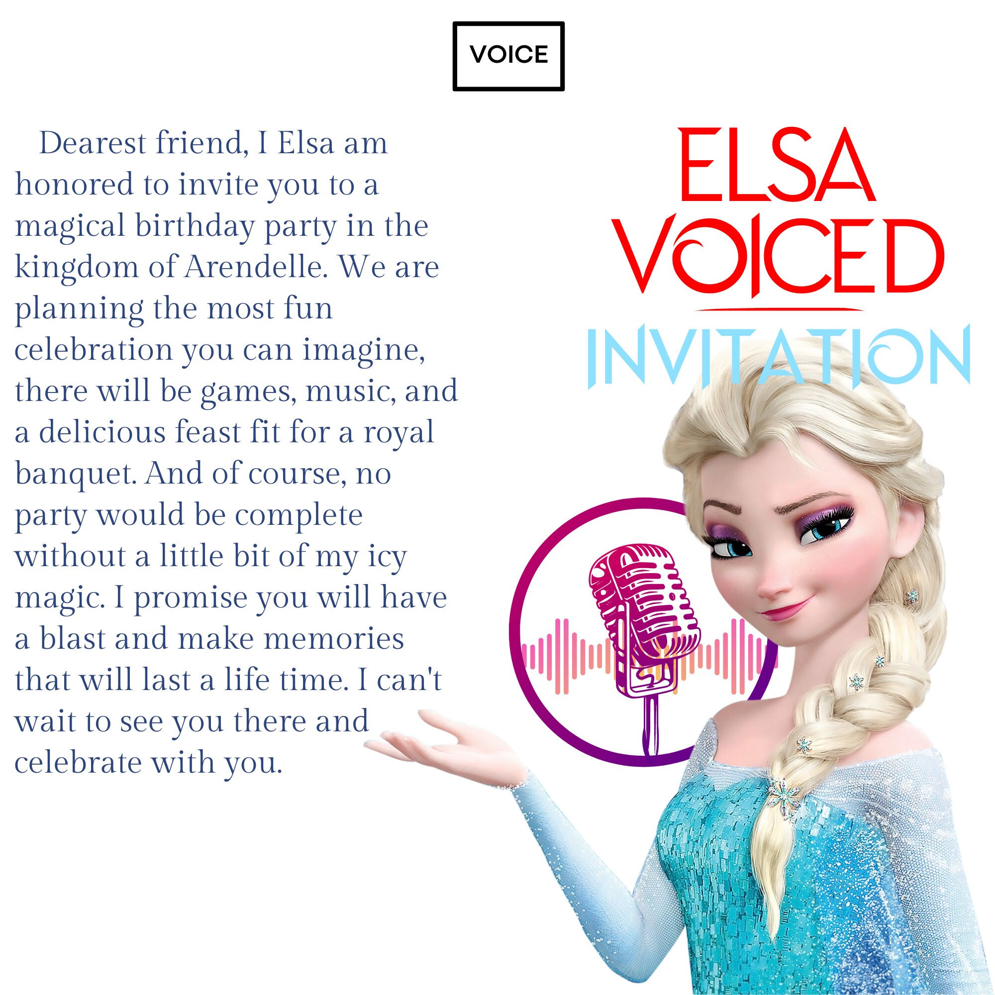 Elsa Voiced Birthday Invitation Video, Frozen Birthday Invitation