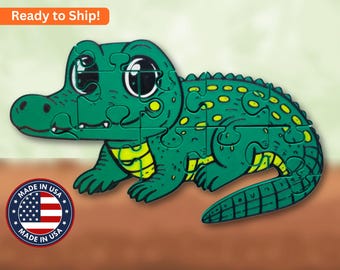 Alligator 3D Printed Jigsaw Puzzle – Chunky Toddler Puzzle, Educational Montessori Toy, Preschool Learning, Birthday Gift, Screen-Free Play