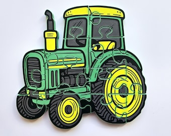 Tractor 3D Printed Jigsaw Puzzle, Chunky Puzzle, Educational Toy for Toddlers, Preschool, Montessori Learning, Floor Play, Birthday Gift