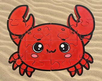 Crab 3D Printed Jigsaw Floor Puzzle – Educational Toy for Little Hands, Preschool, Homeschool, Montessori Play, Birthday Gift
