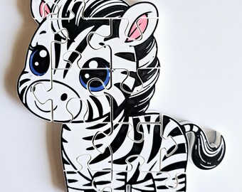 Zebra 3D Printed Jigsaw Floor Puzzle, Fun & Educational Toy for Little Hands, Preschool, Homeschool, Montessori Play, Birthday Gift for Kids