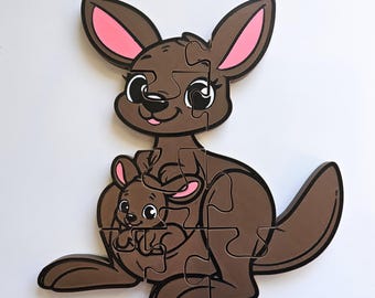 Kangaroo 3D Printed Jigsaw Floor Puzzle – Educational Toy for Little Hands, Preschool, Homeschool, Montessori Play, Birthday Gift