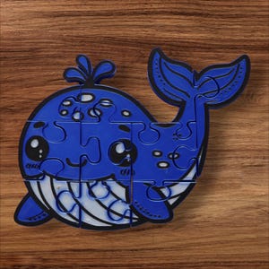 Whale 3D Printed Jigsaw Puzzle, Educational Toy for Toddler Play, Preschool, Kindergarten, or Montessori Learning, Kids Birthday Gift Idea